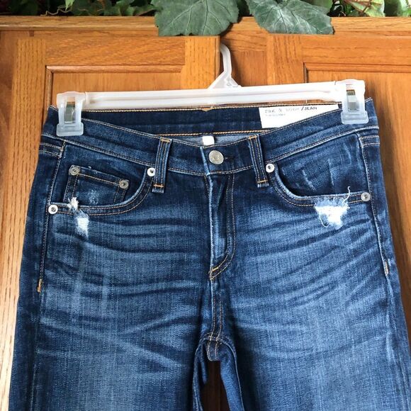 Rag & Bone Intermix Capri Crop Distressed Skinny Jeans Dest Chester Wash Size 25 - Picture 4 of 13